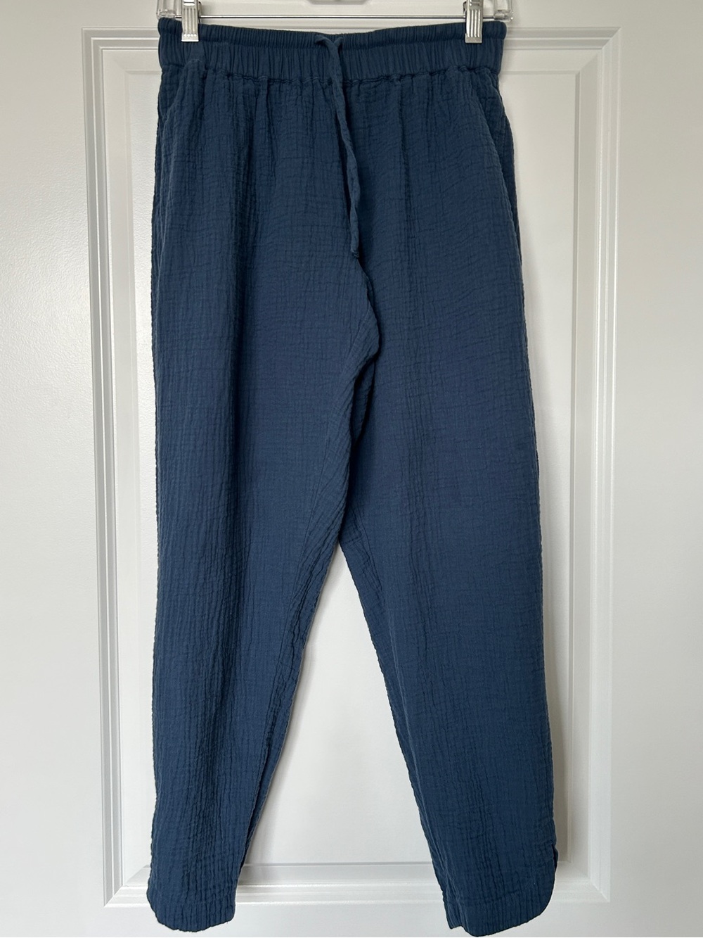 Pact Coastal Double Gauze Tapered Pull-On Pant Small French Navy Organic Cotton